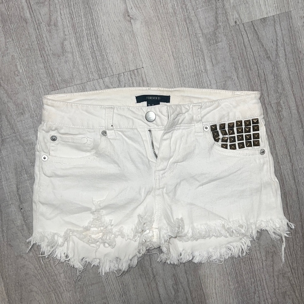 Off White Distressed Shorts